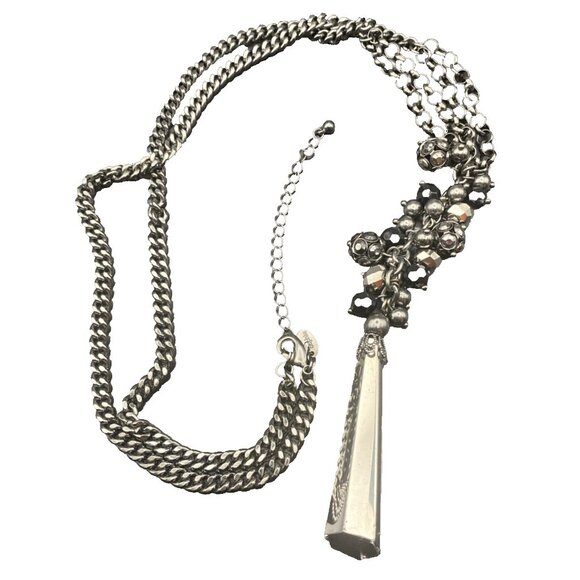 Lia Sophia Jewelry - Lia Sophia MARABOU 5" Mirrored Pendant & AB Crystal 28+3" Gunmetal Necklace Rolo